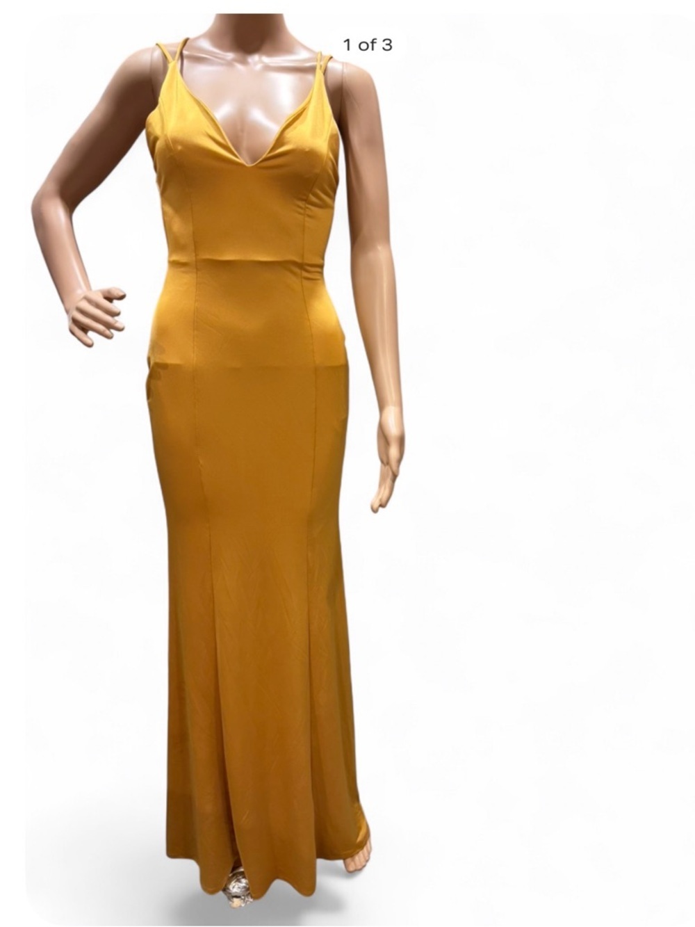 Cameo Strappy V-Neck Mustard Yellow Maxi Formal‎ Dress Size S